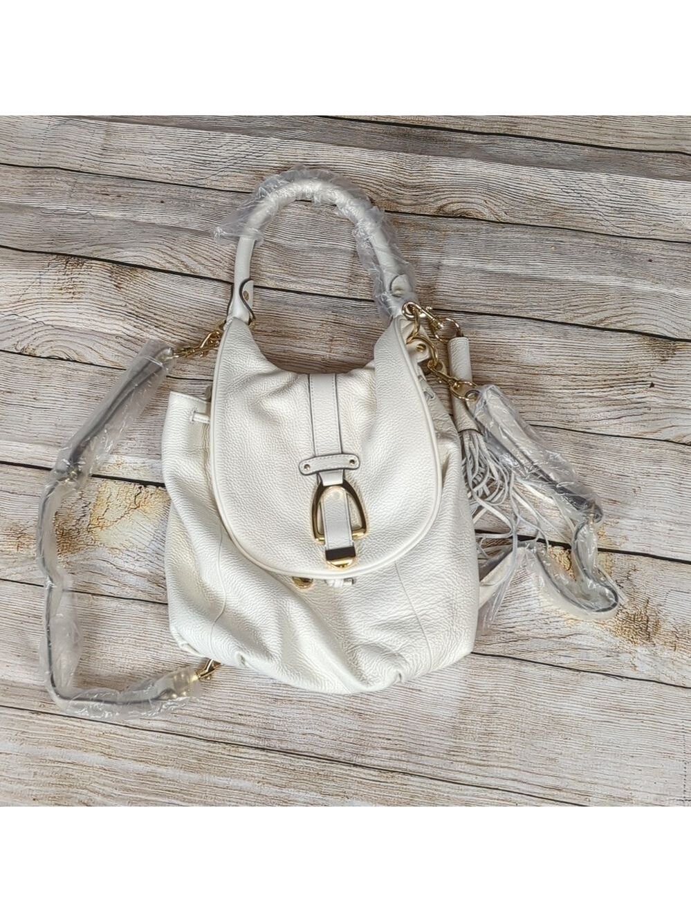 G.I.L.I. genuine leather ivory backpack handbag convertible NWOT